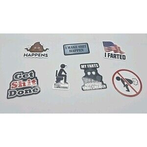 Bodily Function Stickers Funny Bathroom Humor Friend Gift Fart Poop Sh** Happens